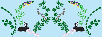 Motif de base lapin 1 fond bleu CatMat creation digitale